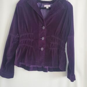 Joan Rivers Women's Size M Purple velour 3 button peplum blazer